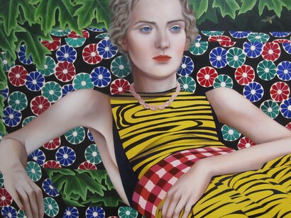 The Armory Show. Jocelyn Hobbie. Bee, Yellow, Indigo. Oil on canvas 30 x 30 inches