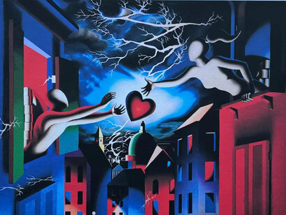 Mark Kostabi, Night passion, pittura, 2005