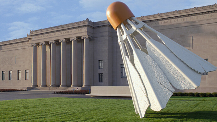 Aluminum, fiberglass-reinforced plastic, paint, h x diam: 19 feet 2 9/16 inches x 15 feet 11 7/8 inches. Purchase: acquired through the generosity of the Sosland Family, F94-1/1-4. Donald J. Hall Sculpture Park. This work is copyrighted. Consult copyright information for permission to reproduce.