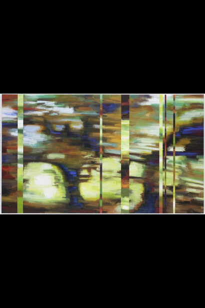 Greffe 5, 2018
Acrylic and oil on canvas 129 x 218 cm
(50 25/32 x 85 13/16 in.) Photo credit : David Bordes
Courtesy of the artist and Galerie Nathalie Obadia, Paris/Brussels