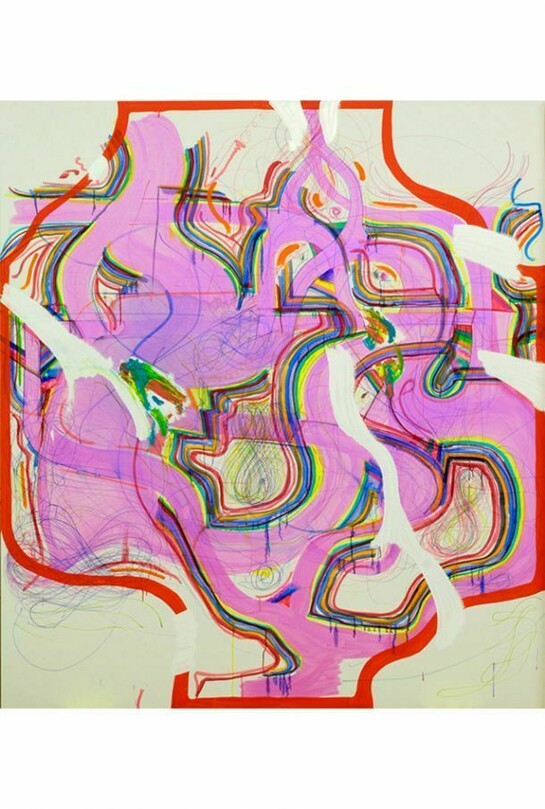 Joanne Greenbaum, "Untitled", 2014, oil, ink, marker and acrylic on canvas, 90 x 80 in., 228.6 x 203.2 cm
