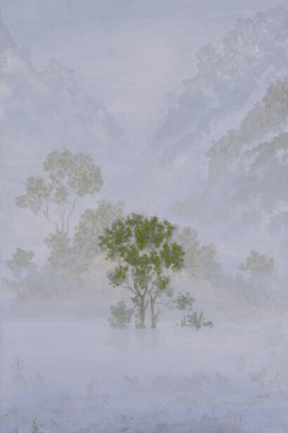 Stephen Hannock, Silverado dawn with cascading fog (detail). Courtesy of Berggruen Gallery