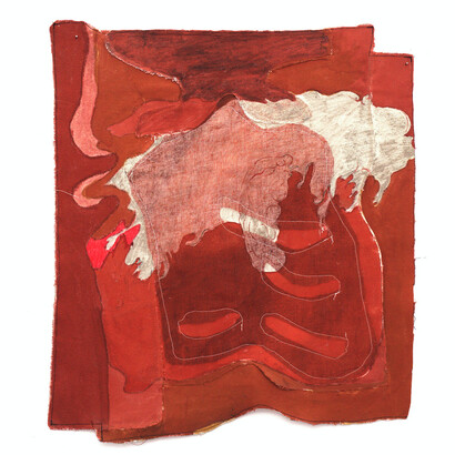 Jeanne Gaigher, Ear 1, acrylic, ink on canvas and scrim, 2021,
48 x 39 cm. Courtesy the artist and Osart Gallery. Photo Justin
Share.