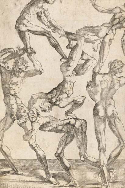 Juste de Juste, Pyramid of six naked men (detail), ca. 1543. Courtesy of the Museum of Fine Arts