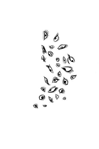 Donald Urquhart, Murmurations of Eyes, 2014 , ink on paper unframed 42 x 29.7 cm - 16 1/2 x 11 3/4 inches © Donald Urquhart, Courtesy Maureen Paley, London
