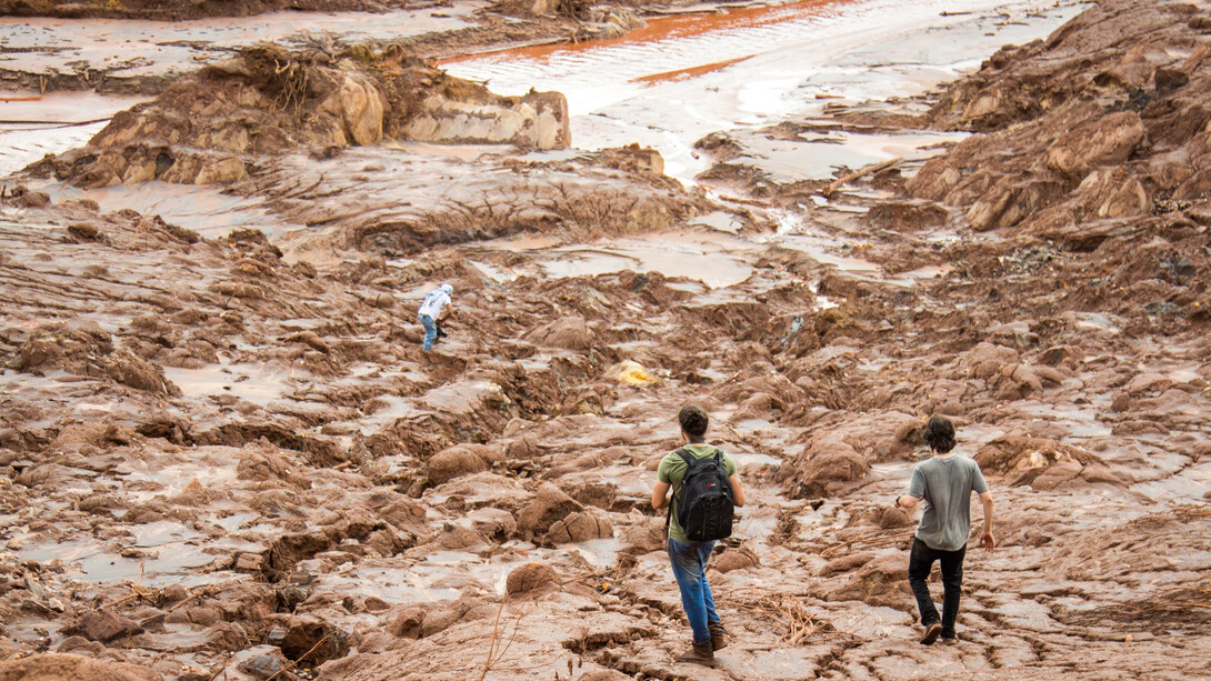 Cidade de Mariana no estado de Minas Gerais, Brasil, extremamente afetada pelo rompimento de uma barragem