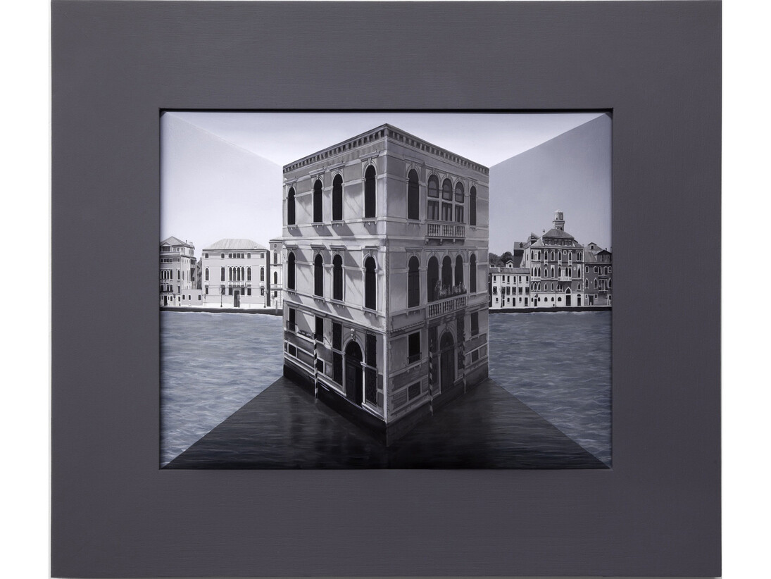 Patrick Hughes, Argento, 2015, Oil on Board Construction, 30.5 x 38.5 x 10 cm, 12 1/8 x 15 1/8 x 4 in, Framed: 49 x 57 x 12 cm / 19 1/8 x 22 1/8 x 4 in, courtesy of Flowers Gallery, London and New York
