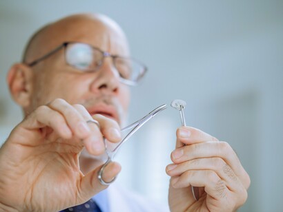 A man looking a sample. Nanotechnology holds promise for healthcare  