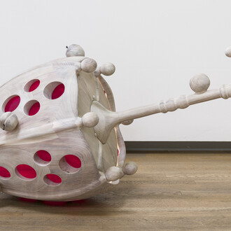 Vincent Pocsik, Umbrella with plums, 2026. Courtesy of Nazarian / Curcio