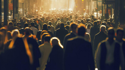 Folla di persone che cammina per strada 