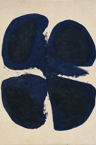 Simon Hantaï,
Meun (detail), 1968.
Oil on canvas,
84 1/8 x 70 1/4 inches (213.6 x 178.5 cm).
© Archives Simon Hantaï / Adagp, Paris, 2024.
Photo: Thomas Lannes.
Courtesy Gagosian