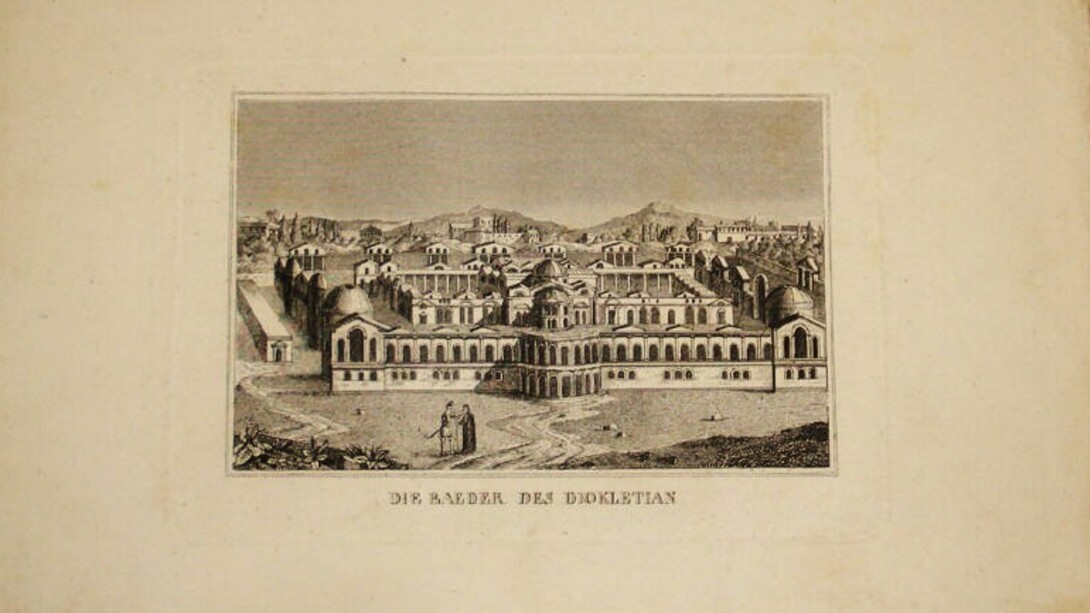Ricostruzione grafica delle antiche Terme di Diocleziano, in parte utilizzate nella realizzazione della Basilica di Santa Maria degli Angeli