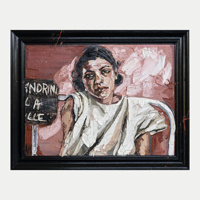 Monica Lundy, Angela (Santa Maria della Pietà, Rome), 2021, mixed media with liquid porcelain on panel in wooden frame, 29x37x2 inches. Courtesy of the artist and Nancy Toomey Gallery