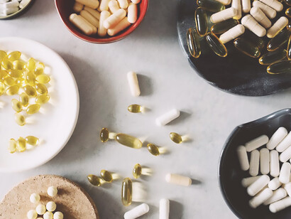 Medications arranged on separate plates on a table - Showcasing different pharmacological options for treating obsessive-compulsive disorder (OCD)