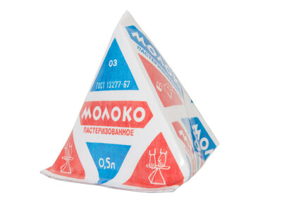 Pyramid Packaging for Dairy Products, (2009 replica), produced from 1959, Courtesy GRAD and Moscow Design Museum