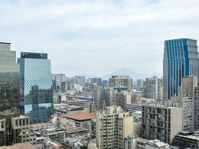 The skyline of Santiago, Chile, representing the country's changing political and economic landscape