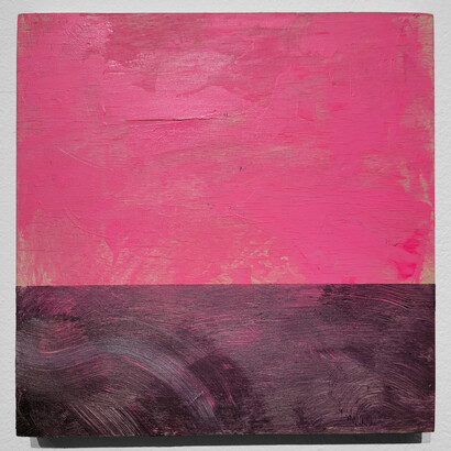 Chukwuemeka Anthony Chukwu, Painting fragment, 2023, acrylic and tape on panel, 5x5 inches. Courtesy of the artist and VillageOneArt