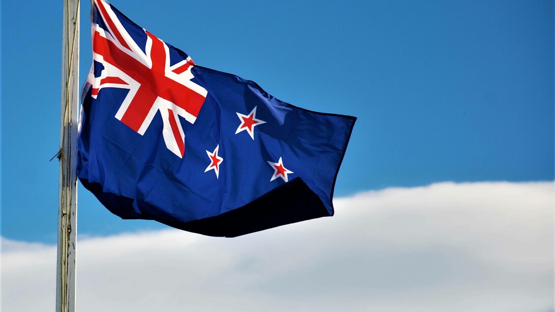 The flag of New Zealand flying proud and high
