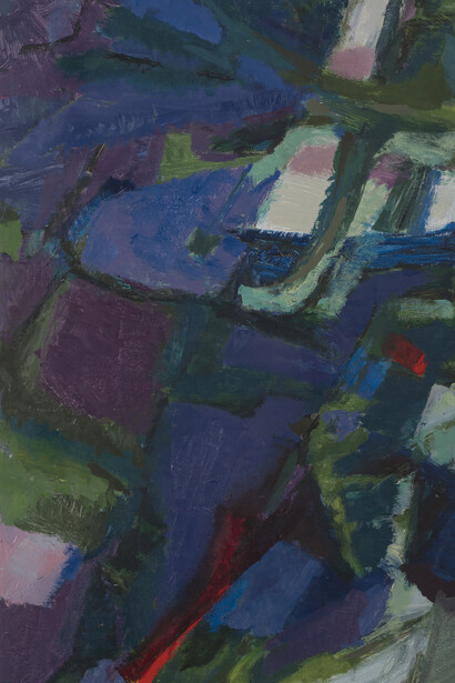 Dorothy Browdy Kushner, Purple flowers (diptych) (detail), circa 1964. Courtesy of LewAllen Galleries