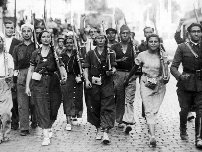 Milicianas en Barcelona durante la Guerra Civil española