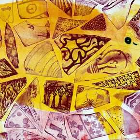 Hank Murta Adams, Funkadelic Hyena Holiday, vitreograph on paper, 2007. © Hank Murta Adams. Image courtesy of Pilchuck Glass School. Click to enlarge.