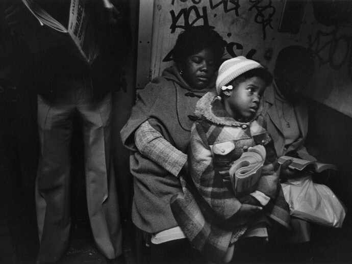 Joni Sternbach, The Passengers (Mother and Daughter), c. 1975, Gelatin silver print, 11 x 14 inches