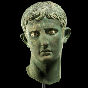 The Meroë Head of Augustus, Bronze head from an over-life-sized statue of Augustus, likely made in Africa, Egypt, C.27BC - 25BC. Excavated, Africa, Sudan, 1910. © The Trustees of the British Museum