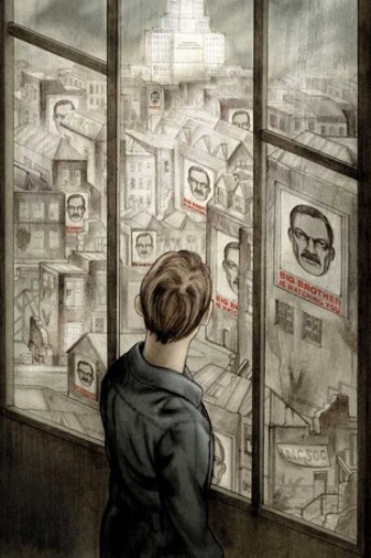 Ilustración de "1984" de George Orwell, realizada por Jonathan Burton