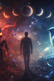 Between neon darkness and feathered light, love mutates into monsters and angels as the self walks through shifting moons, grief, and fragile hop