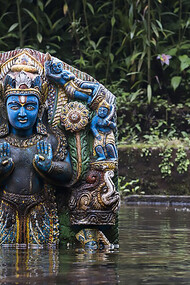 Sculputure of the God Vishnu in Sheshnarayan Temple, near Kathmandu, Nepal