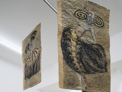 Joanna Braun, hand foot brains on the wall, exhibition view. Courtesy of Leto Gallery. Photo by Bartosz Górka