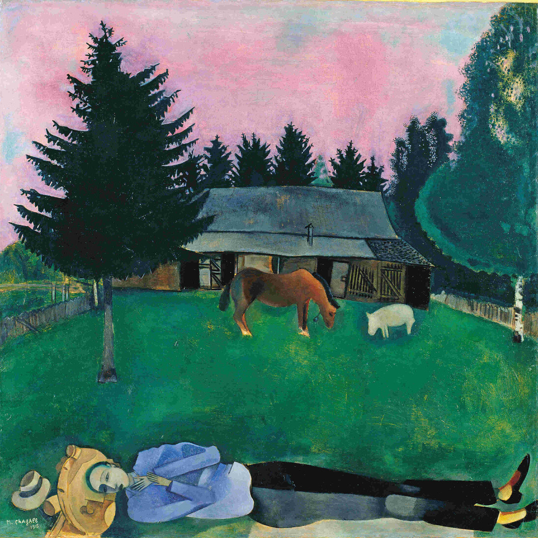 Marc Chagall Il poeta giacente 1915, olio su cartone © Tate, London 2014 © Chagall ®, by SIAE 2014