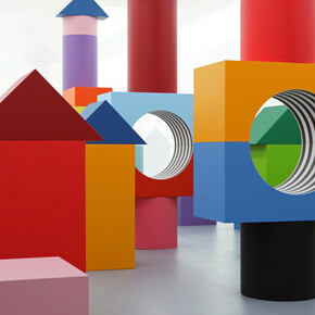 Daniel Buren, Comme un jeu d’enfant, travail in situ, MAMCS, Strasbourg, juin 2014. Détail. © DB-ADAGP Paris