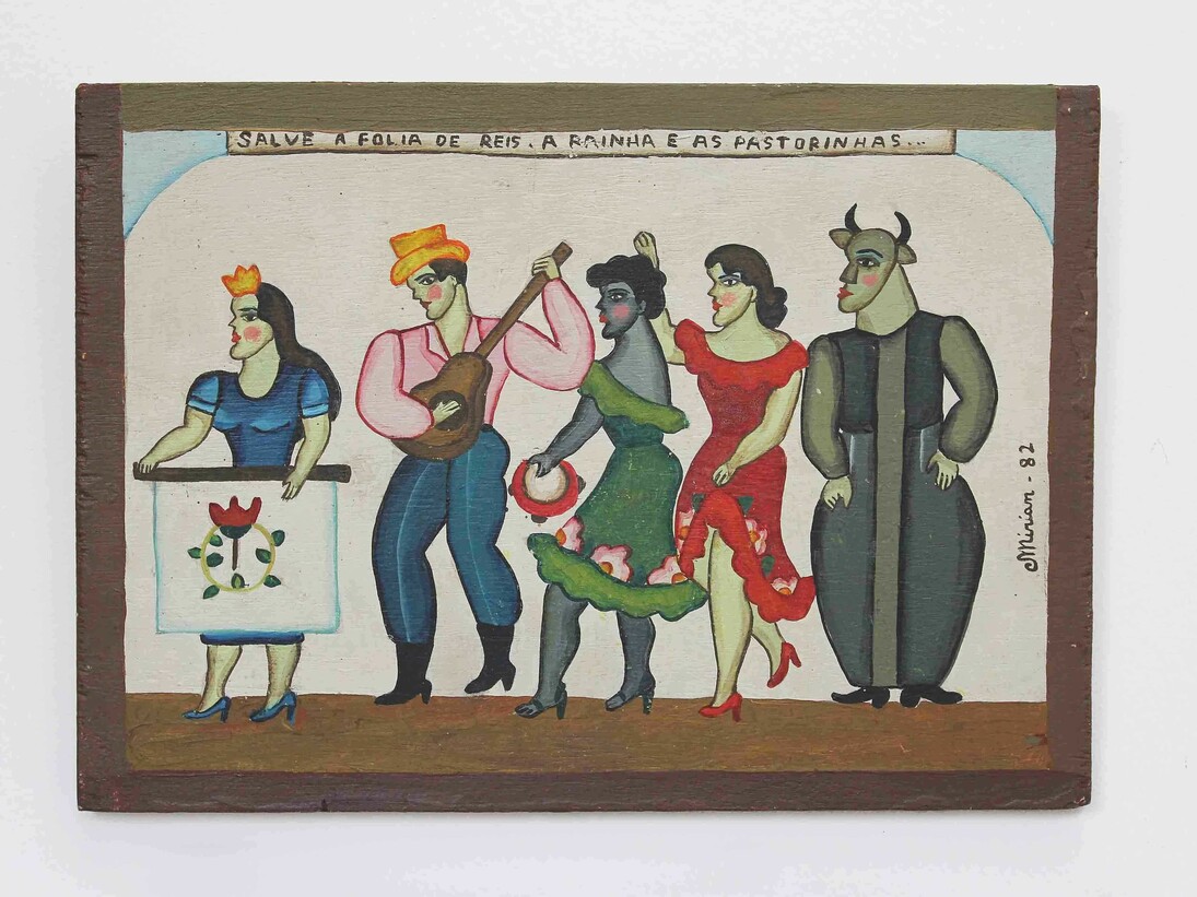 Mirian Inês da Silva, Sale a Folia de Reis, a Rainha e as Pastorinhas, 1982, óleo sobre madeira, 29 x 40 cm ©Germana Monte-Mór