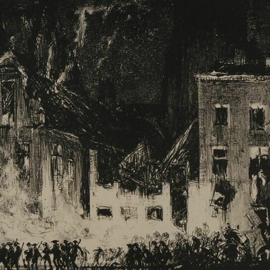 Dixmude, lithograph, c.1914-1916, copyright of The Estate of Frank Brangwyn