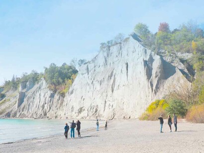 The sandy beaches at Scarborough Bluffs, Canada are a major touristic attraction as people flocked to to absorb its energetic beauty