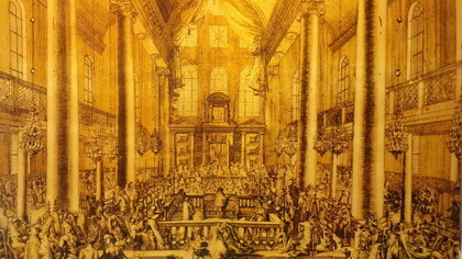 A Consagração da Sinagoga dos Judeus Portugueses em Amsterdã - Gravura de Bernard Picard (1663-1773)