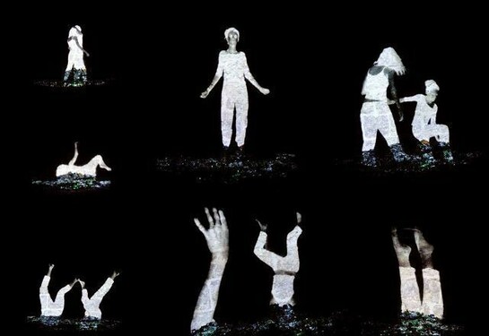 Alisia Cruciani - Maria Susca, Distrutta luce, Installazione ambientale, Proiezione video su frammenti di vetro, Mola di Bari