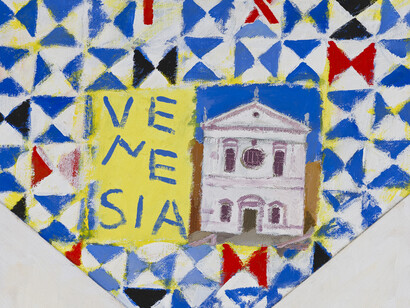 Joe Tilson, PC from Venice San Sebastiano, Venesia, 2014, acrylic on canvas on wood relief, 67 x 50 cm, © Joe Tilson, courtesy Marlborough Fine Ar 3t