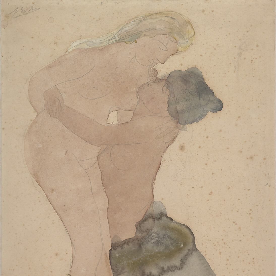 Auguste Rodin, Sapphic Couple. A Woman Leaning towards Another Woman Kneeling
n.d., Pencil and watercolour, 325 x 247 mm
© Musée Rodin, D. 4649 (photo: Jean de Calan) Exposition organisée en collaboration avec le Musée Rodin. Courtesy of National Gallery of Denmark