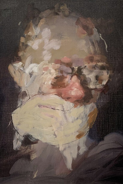 Richard Butler, Keepingthesecret2, 2020, oil on canvas 20x16 in. 