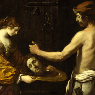 Guercino (Giovanni Francesco Barbieri), Salomé recibe la cabeza de San Juan Bautista (detalle), 1637. Cortesía del Museo Thyssen-Bornemisza