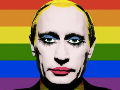 Ilustración de Vladimir Putin popularzada durante las manifestaciones en favor de los derechos LGTBI en Rusia en 2013
