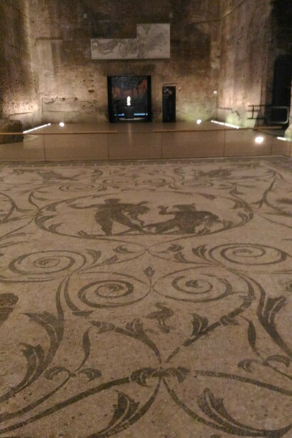 Grande mosaico pavimentale con “Ercole e Acleloo” proveniente dalla Villa Imperiale (detta di Nerone) di Anzio