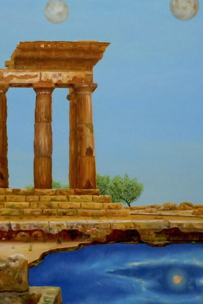 Maurizio Laurenti, Il tempio dei Dioscuri, dettaglio - olio su tela - cm 70x90 - a.2014