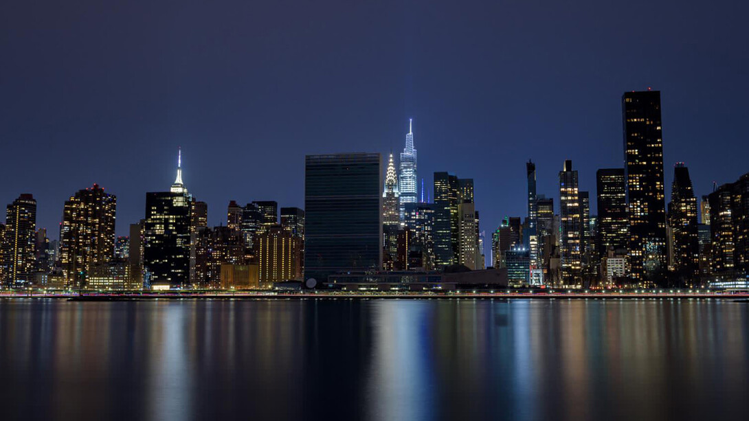 Sede delle Nazioni Unite a New York City, vista da Roosevelt Island