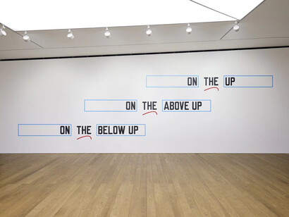 Lawrence Weiner, Anything added to something, exhibition view. Courtesy of Pace Gallery