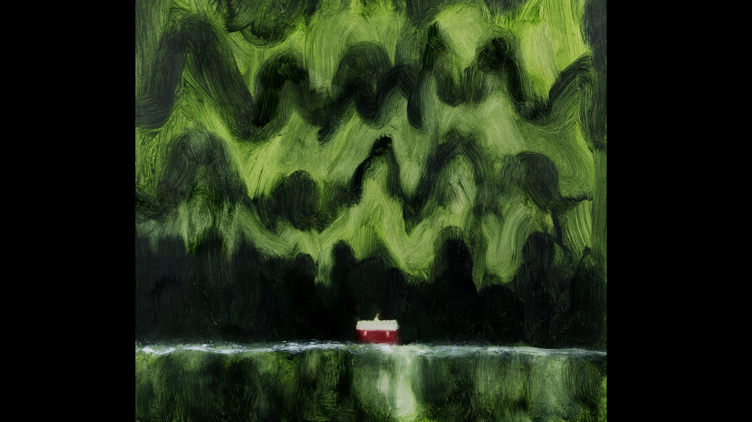 Towards The Lake, Oil on board, 2017. Courtesy of Masters & Contemporary 
