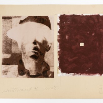 Sturtevant, Beuys Untitled, Copper dyed photography and paint, on paper, 30 x 51 cm (11,81 x 20,08 in)/57 x 76 cm (22,44 x 29,92 in). Courtesy of Galerie Thaddaeus Ropac