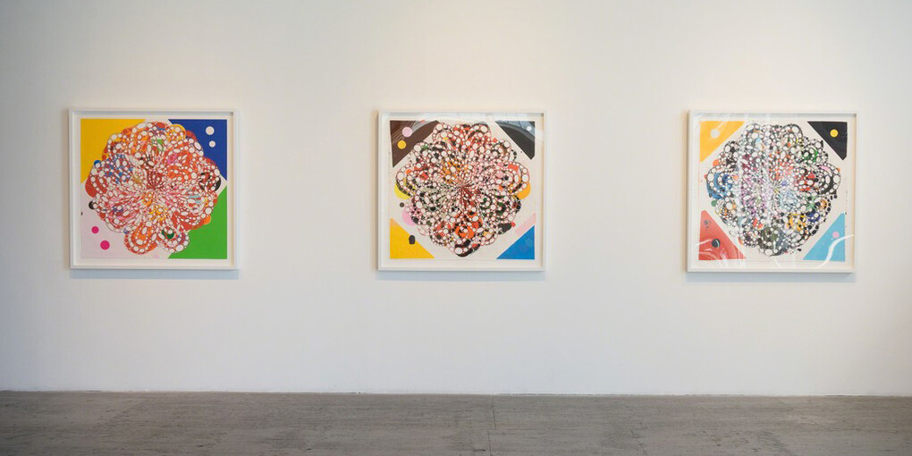 Ghost Flags and Flower Paintings, Exhibition view. Courtesy of Gallery 16